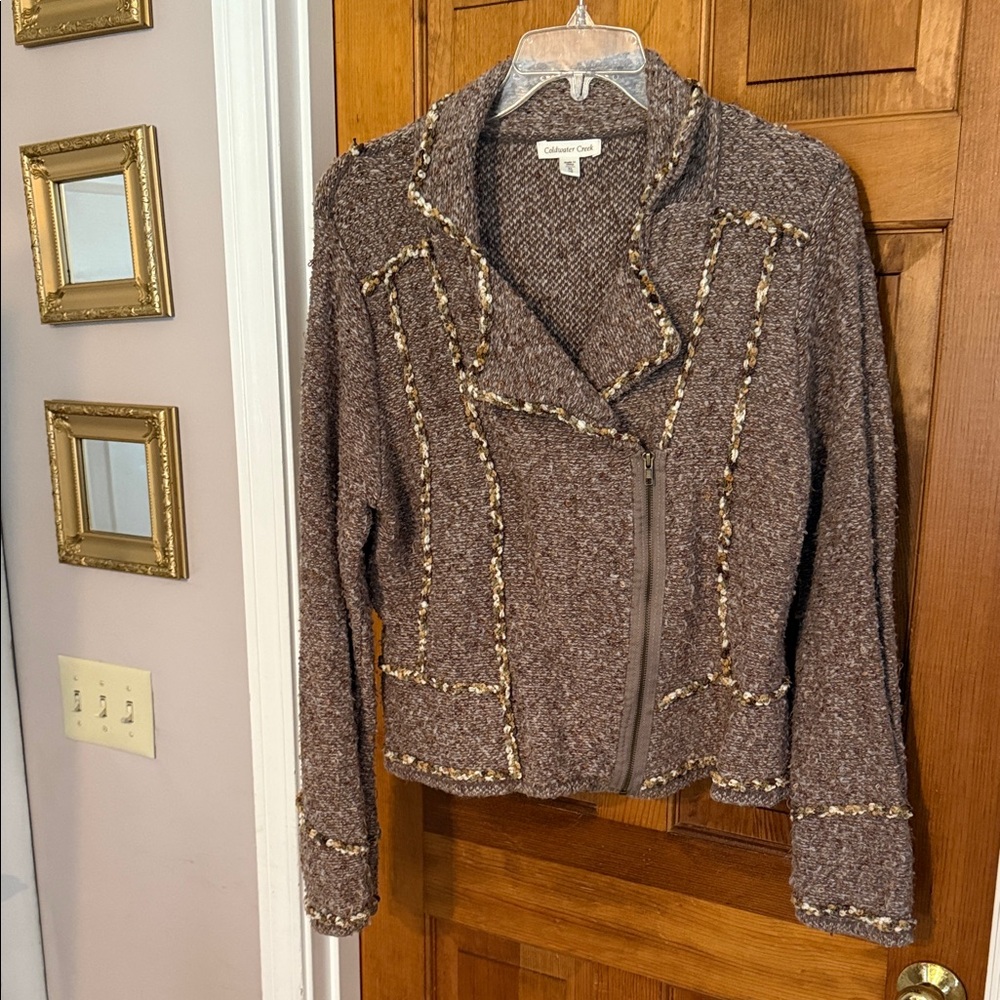 Coldwater Creek Brown Textured Sweater
